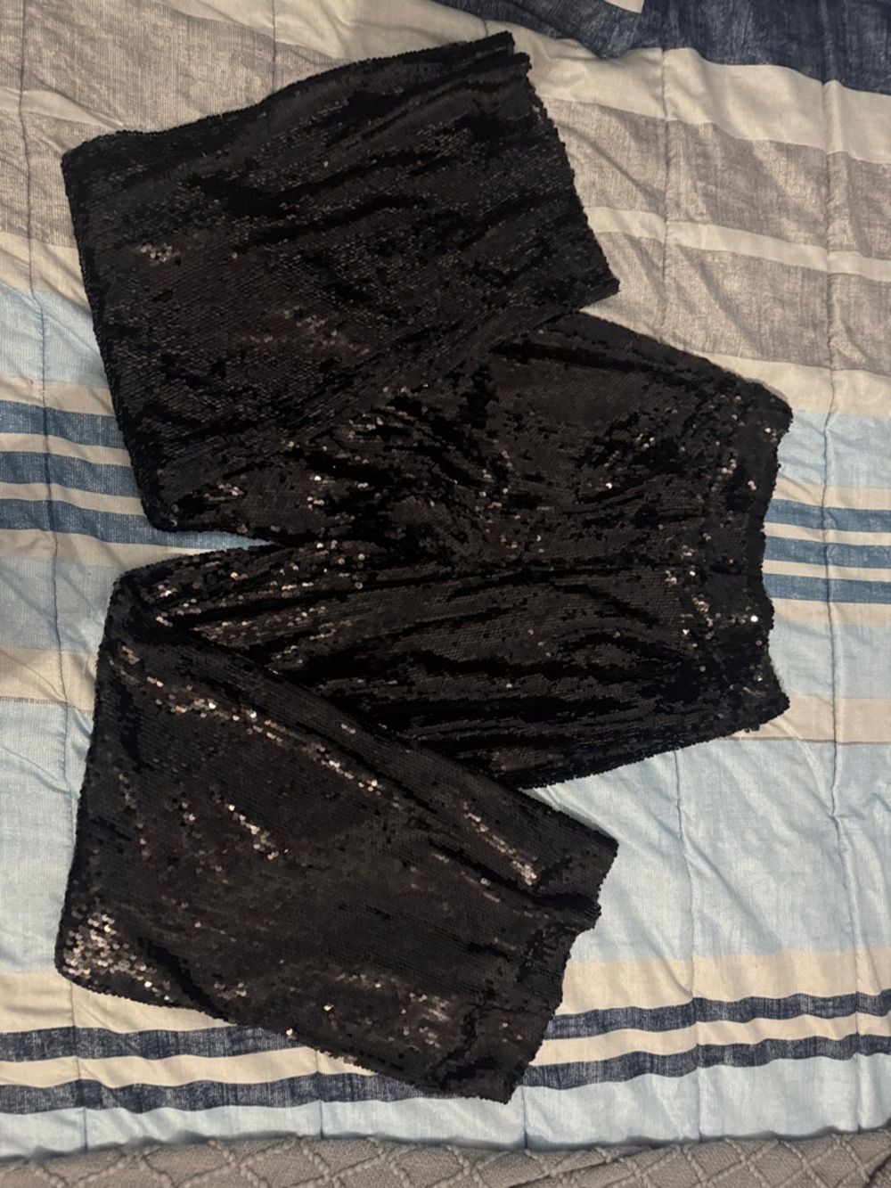 Wayf Black Sequin Strapless Top